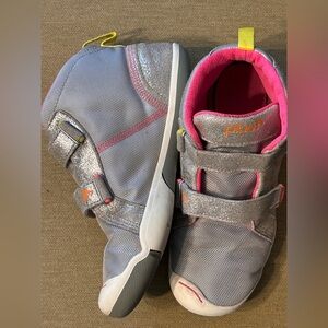 PLAE Kids' Glittery Gray and Pink Sneakers